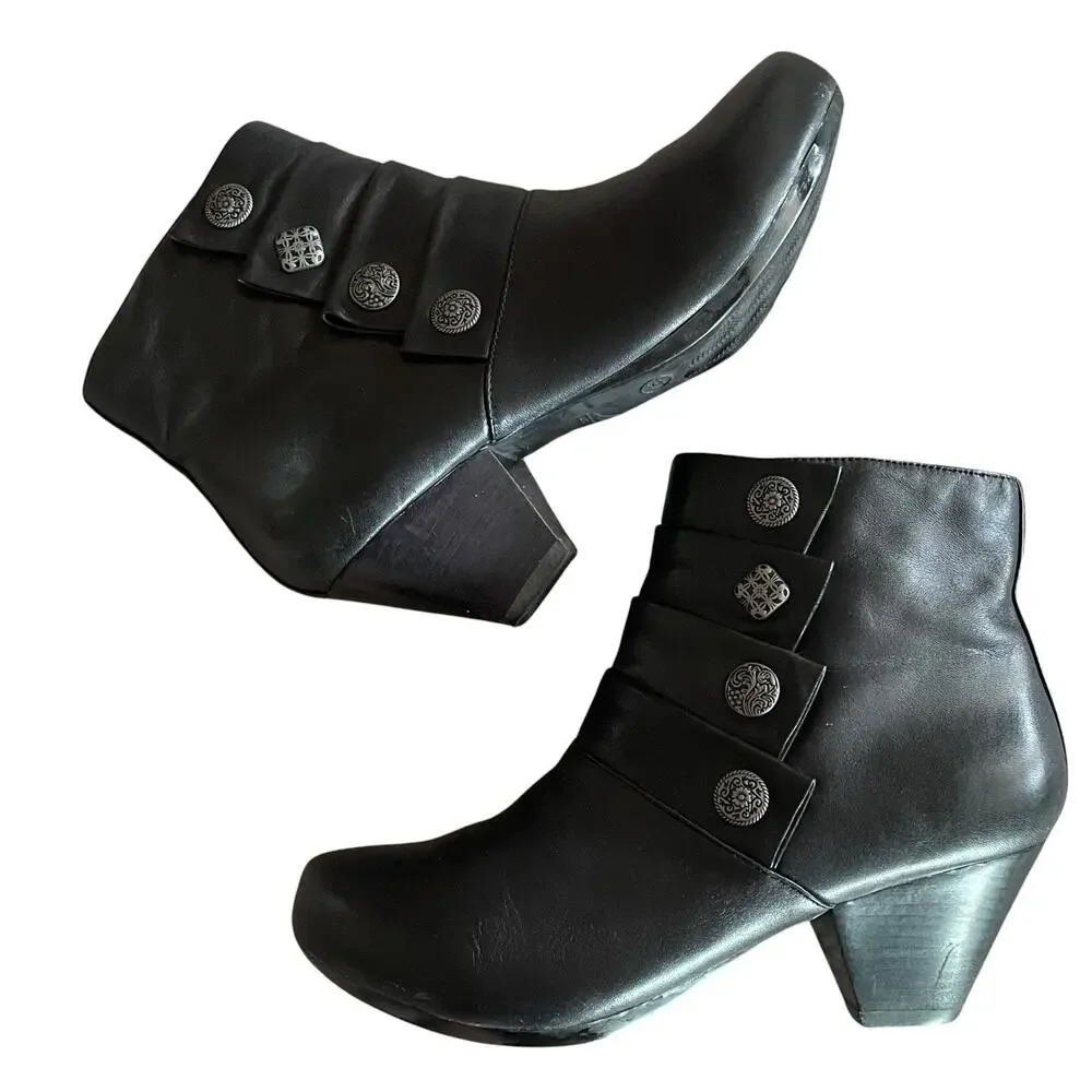 DANSKO Baker Women's Size 37/6.5-7 Black Nappa Leather Side Zip Ankle Boots - Picture 2 of 9